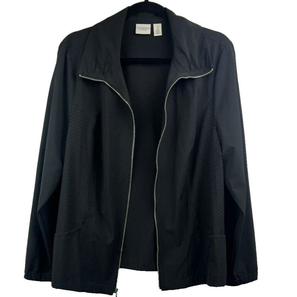 Chico's Weekends Jacket Large Solid Black Lightwe… - image 4